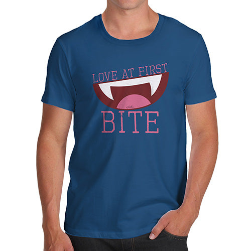 Mens Funny Sarcasm T Shirt Love At First Bite Men's T-Shirt Small Royal Blue