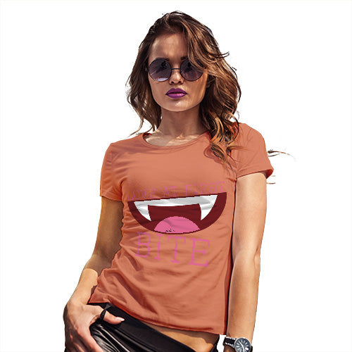 Funny T Shirts For Mum Love At First Bite Women's T-Shirt Small Orange