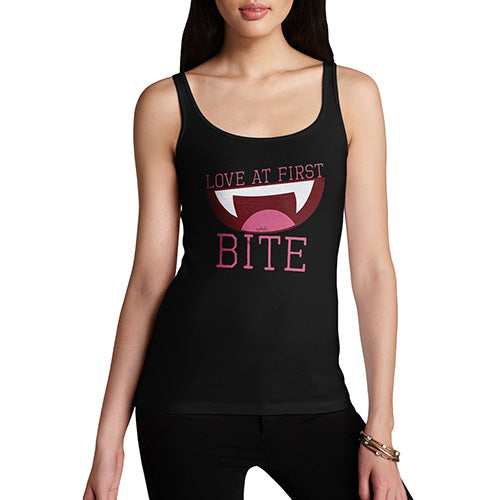 Funny Tank Tops For Women Love At First Bite Women's Tank Top Small Black