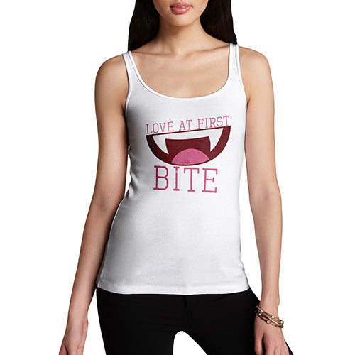 Novelty Tank Top Women Love At First Bite Women's Tank Top Small White