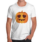 Novelty Tshirts Men Funny Love Pumpkin Men's T-Shirt Large White