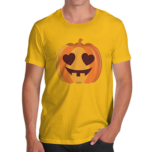 Funny Tee Shirts For Men Love Pumpkin Men's T-Shirt Medium Yellow