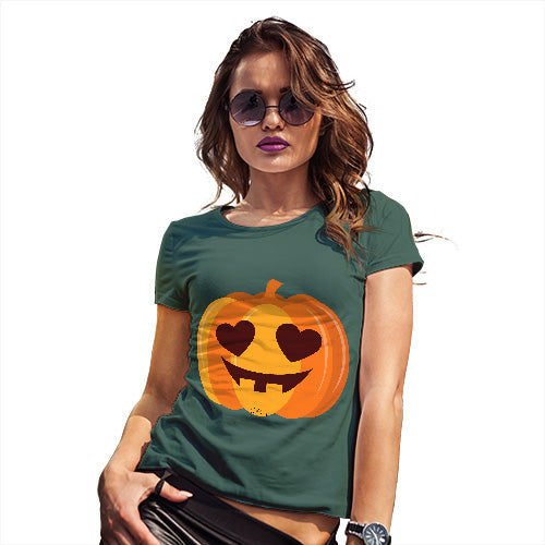 Novelty Tshirts Women Love Pumpkin Women's T-Shirt X-Large Bottle Green