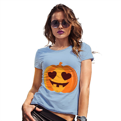 Womens Humor Novelty Graphic Funny T Shirt Love Pumpkin Women's T-Shirt X-Large Sky Blue