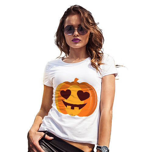 Funny Shirts For Women Love Pumpkin Women's T-Shirt X-Large White