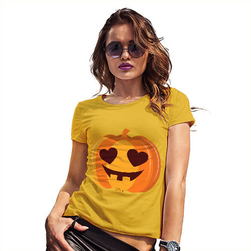 Womens Funny T Shirts Love Pumpkin Women's T-Shirt X-Large Yellow