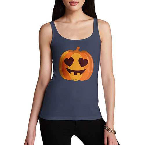 Funny Tank Top For Women Love Pumpkin Women's Tank Top Large Navy