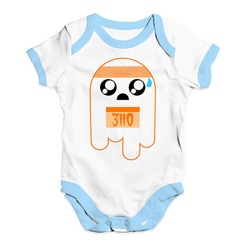 Funny Baby Clothes Marathon Ghost Baby Unisex Baby Grow Bodysuit 0 - 3 Months White Blue Trim