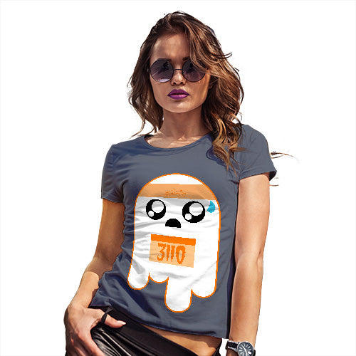 Womens T-Shirt Funny Geek Nerd Hilarious Joke Marathon Ghost Women's T-Shirt X-Large Navy