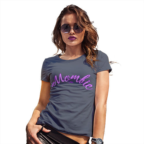 Womens Humor Novelty Graphic Funny T Shirt Mombie Women's T-Shirt Medium Navy