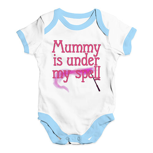 Baby Boy Clothes Mummy Is Under My Spell Baby Unisex Baby Grow Bodysuit 3 - 6 Months White Blue Trim