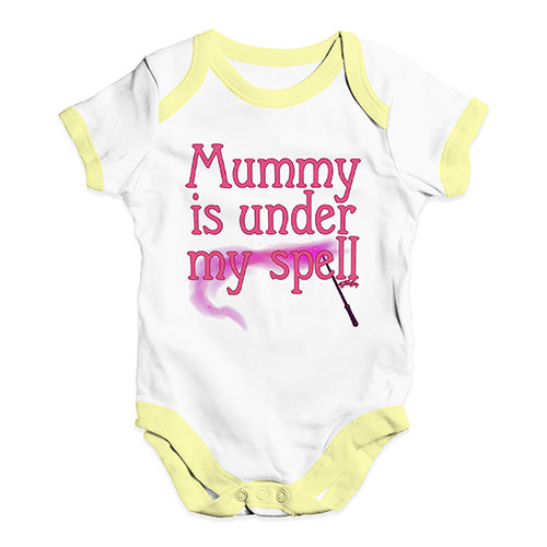 Funny Infant Baby Bodysuit Mummy Is Under My Spell Baby Unisex Baby Grow Bodysuit New Born White Yellow Trim