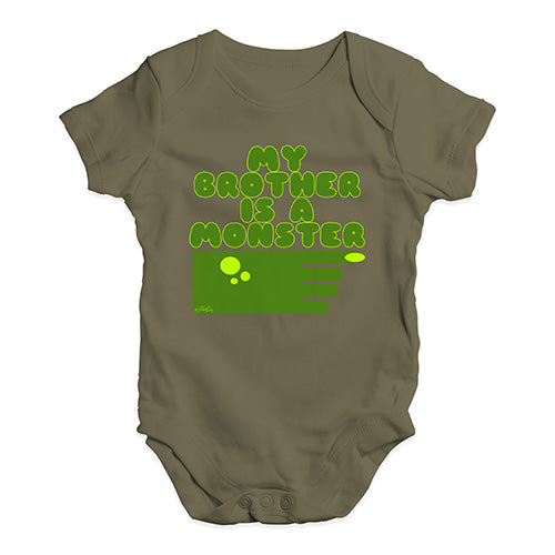 Baby Boy Clothes My Brother Is A Monster Baby Unisex Baby Grow Bodysuit 0 - 3 Months Khaki