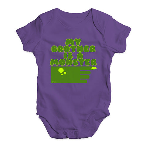 Baby Grow Baby Romper My Brother Is A Monster Baby Unisex Baby Grow Bodysuit 18 - 24 Months Plum