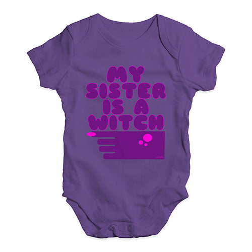 Funny Infant Baby Bodysuit Onesies My Sister Is A Witch Baby Unisex Baby Grow Bodysuit 0 - 3 Months Plum