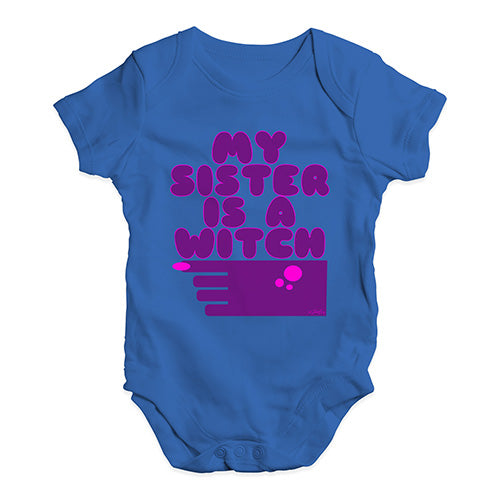 Babygrow Baby Romper My Sister Is A Witch Baby Unisex Baby Grow Bodysuit 6 - 12 Months Royal Blue