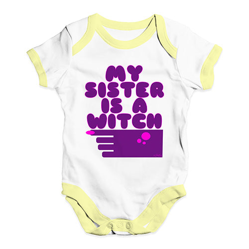 Baby Girl Clothes My Sister Is A Witch Baby Unisex Baby Grow Bodysuit 3 - 6 Months White Yellow Trim