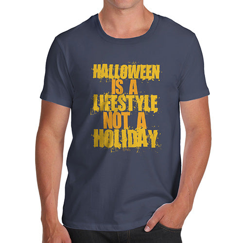 Funny Tee Shirts For Men Halloween Is A Lifestyle Men's T-Shirt Medium Navy