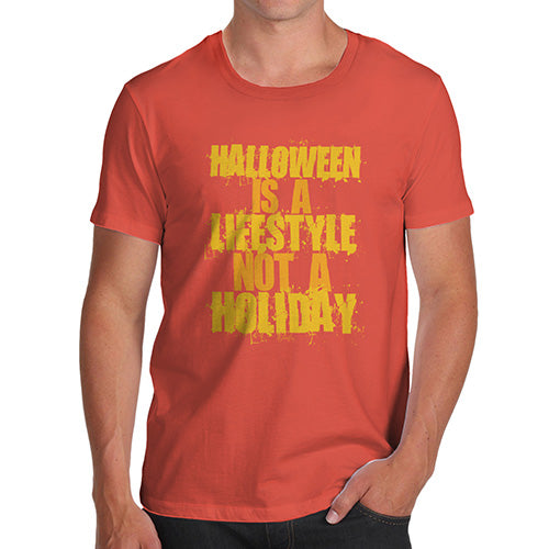 Funny T Shirts For Men Halloween Is A Lifestyle Men's T-Shirt Large Orange