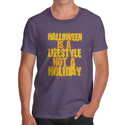 Mens Novelty T Shirt Christmas Halloween Is A Lifestyle Men's T-Shirt Small Plum
