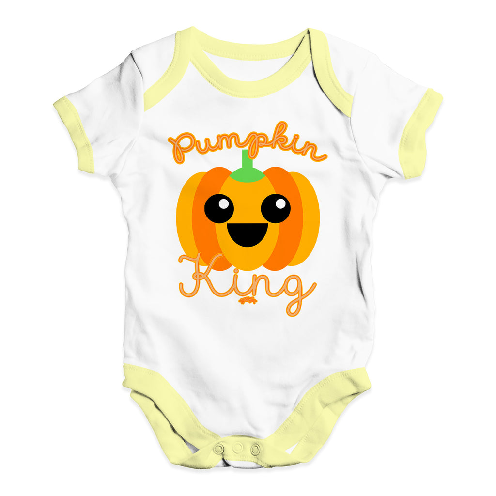 Cute Infant Bodysuit Pumpkin King Baby Unisex Baby Grow Bodysuit New Born White Yellow Trim