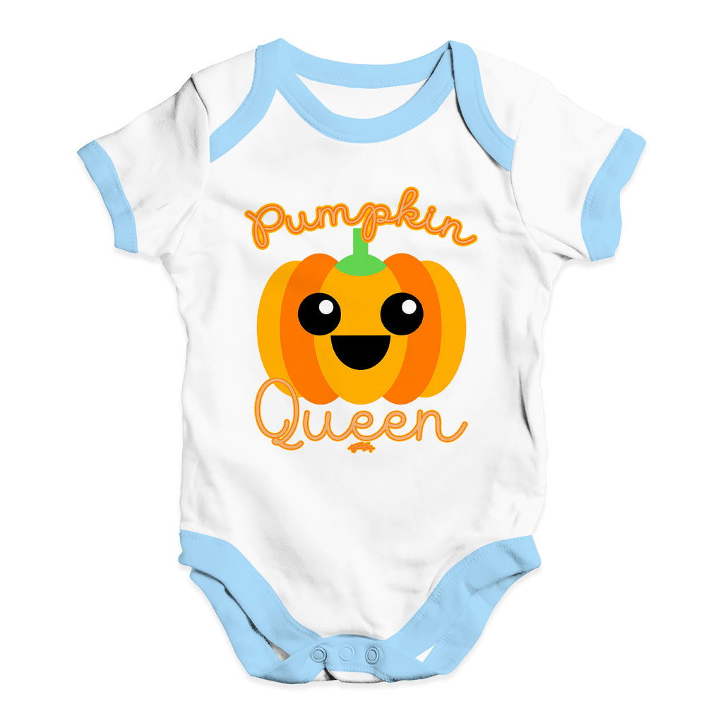 Bodysuit Baby Romper Pumpkin Queen Baby Unisex Baby Grow Bodysuit 0 - 3 Months White Blue Trim