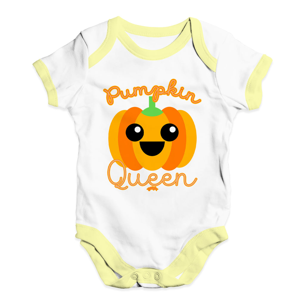 Funny Infant Baby Bodysuit Onesies Pumpkin Queen Baby Unisex Baby Grow Bodysuit 12 - 18 Months White Yellow Trim