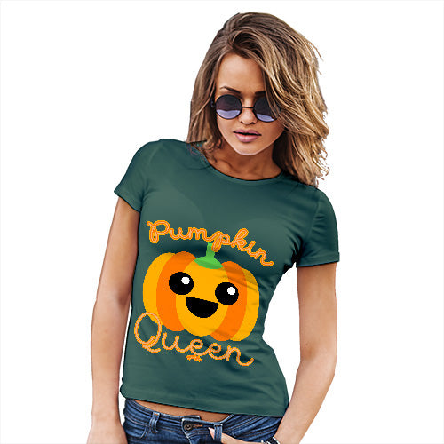 Novelty Gifts For Women Pumpkin Queen Women's T-Shirt Small Bottle Green
