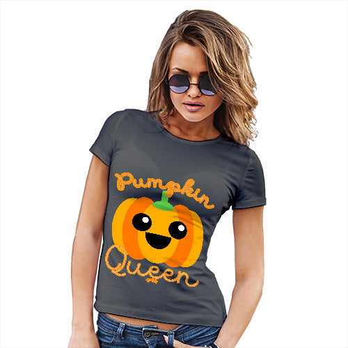Womens Novelty T Shirt Pumpkin Queen Women's T-Shirt Small Dark Grey