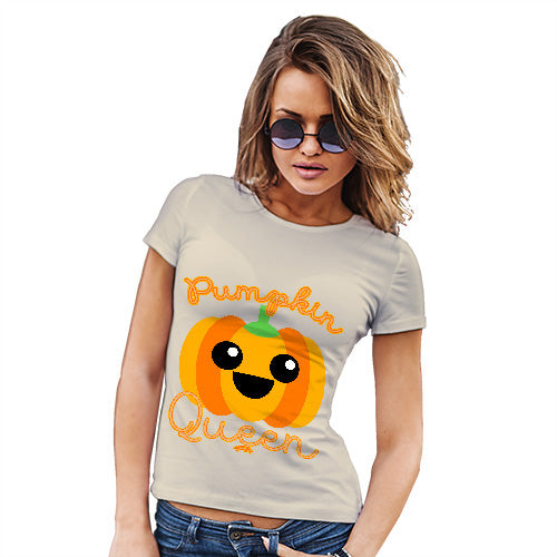 Womens Novelty T Shirt Christmas Pumpkin Queen Women's T-Shirt Medium Natural