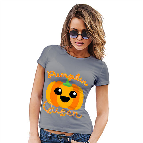 Funny T-Shirts For Women Pumpkin Queen Women's T-Shirt Large Light Grey