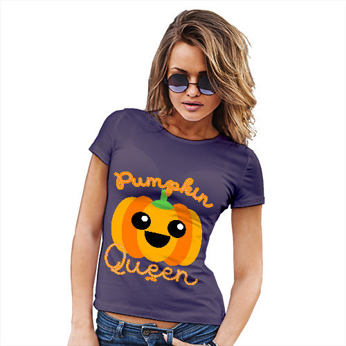 Womens Humor Novelty Graphic Funny T Shirt Pumpkin Queen Women's T-Shirt Medium Plum