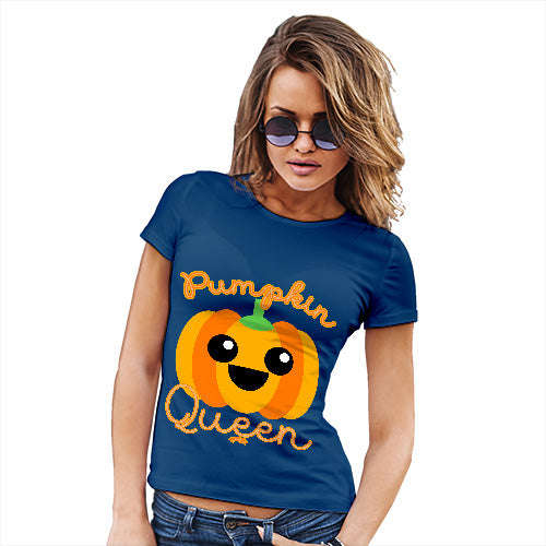 Funny Tshirts For Women Pumpkin Queen Women's T-Shirt Medium Royal Blue