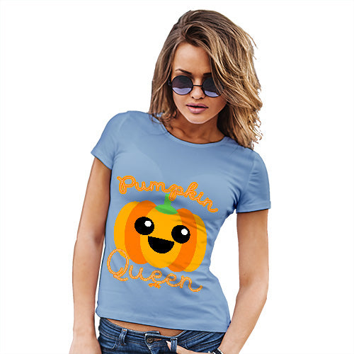 Funny T Shirts For Women Pumpkin Queen Women's T-Shirt Small Sky Blue