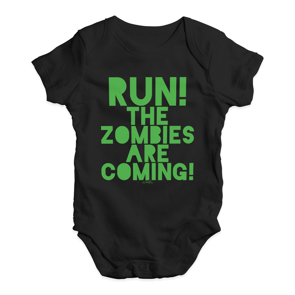 Funny Baby Bodysuits Run The Zombies Are Coming Baby Unisex Baby Grow Bodysuit 6 - 12 Months Black