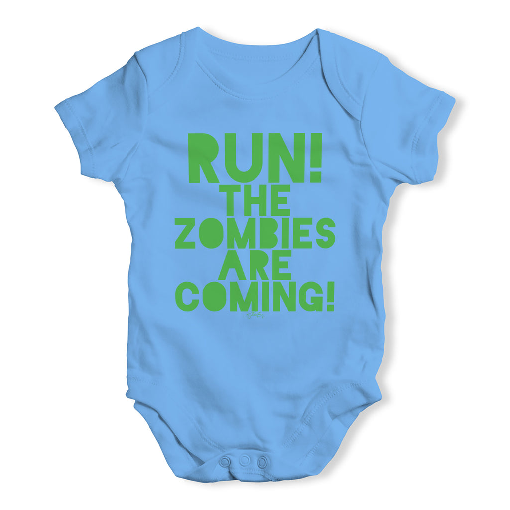 Funny Baby Onesies Run The Zombies Are Coming Baby Unisex Baby Grow Bodysuit 3 - 6 Months Blue