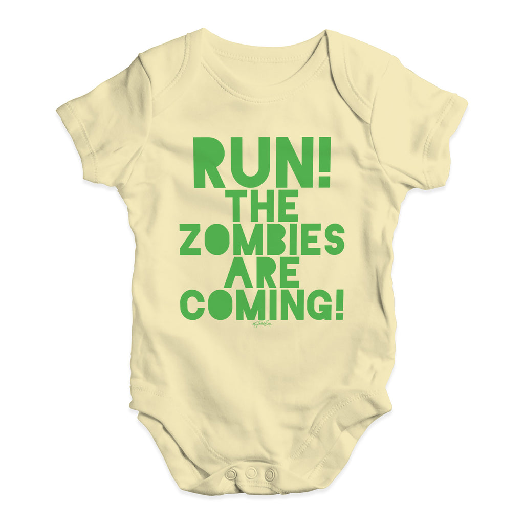 Baby Boy Clothes Run The Zombies Are Coming Baby Unisex Baby Grow Bodysuit 12 - 18 Months Lemon