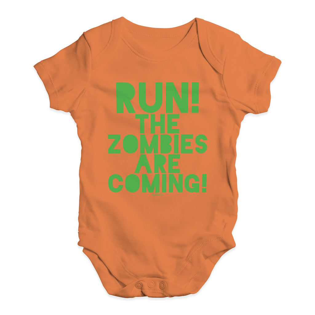 Funny Infant Baby Bodysuit Onesies Run The Zombies Are Coming Baby Unisex Baby Grow Bodysuit 3 - 6 Months Orange