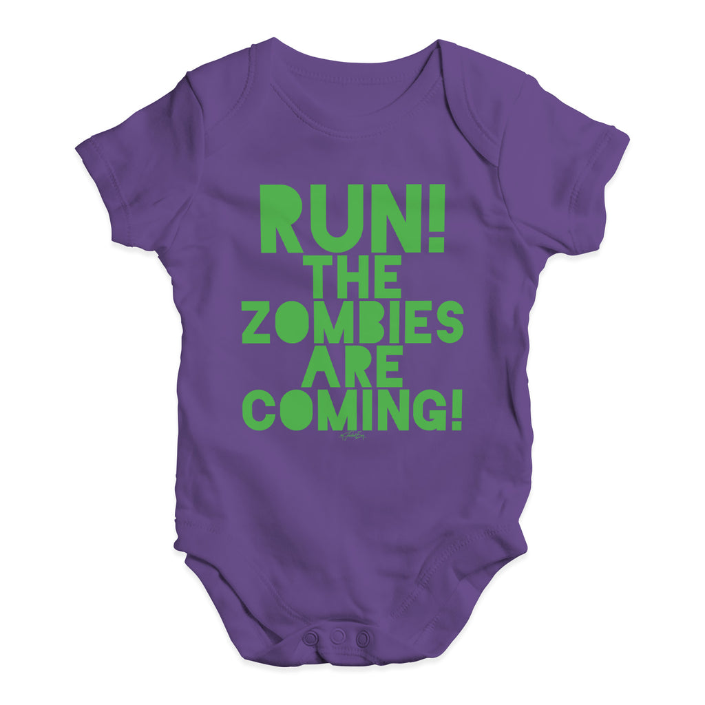 Baby Girl Clothes Run The Zombies Are Coming Baby Unisex Baby Grow Bodysuit 6 - 12 Months Plum