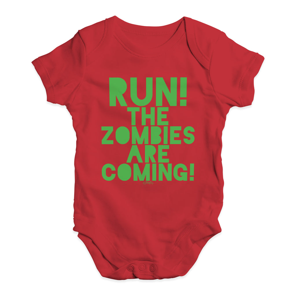Funny Baby Onesies Run The Zombies Are Coming Baby Unisex Baby Grow Bodysuit New Born Red