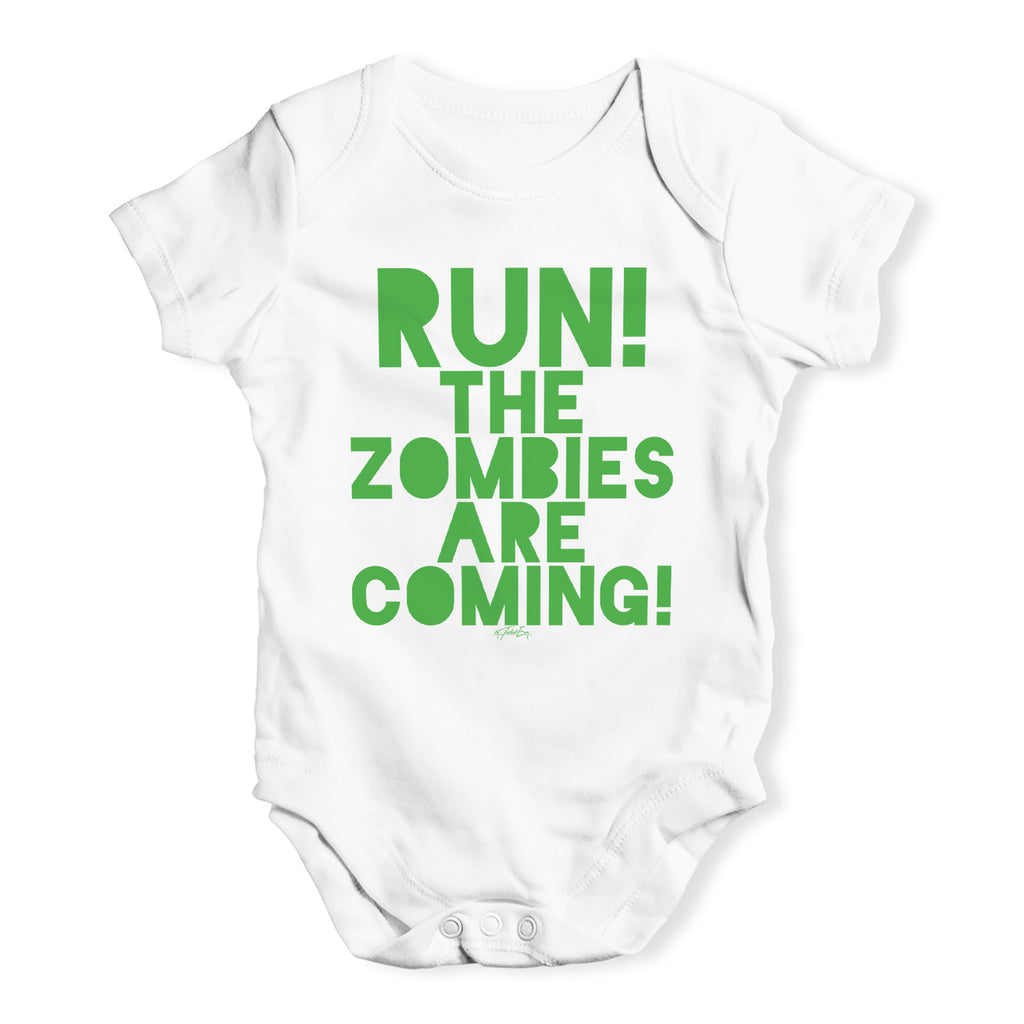 Baby Onesies Run The Zombies Are Coming Baby Unisex Baby Grow Bodysuit 3 - 6 Months White