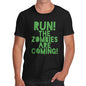 Novelty Tshirts Men Funny Run The Zombies Are Coming Men's T-Shirt Large Black