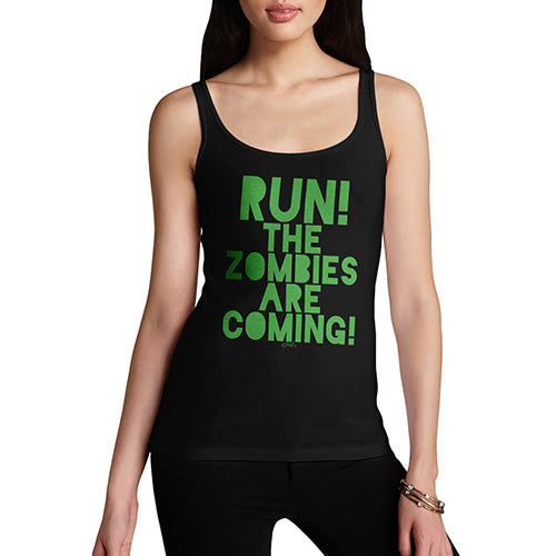 Womens Novelty Tank Top Christmas Run The Zombies Are Coming Women's Tank Top X-Large Black