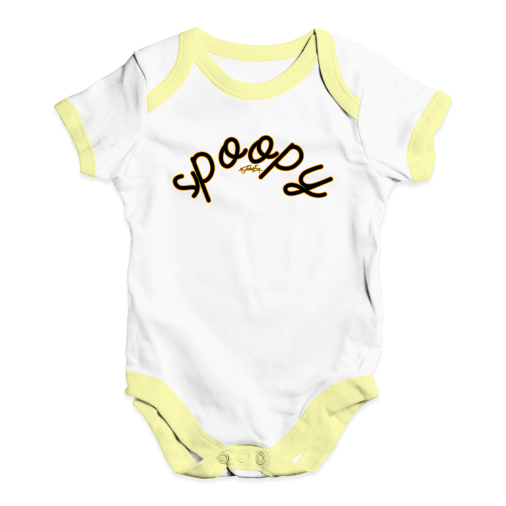 Baby Grow Baby Romper Spoopy Spooky Baby Unisex Baby Grow Bodysuit 6 - 12 Months White Yellow Trim
