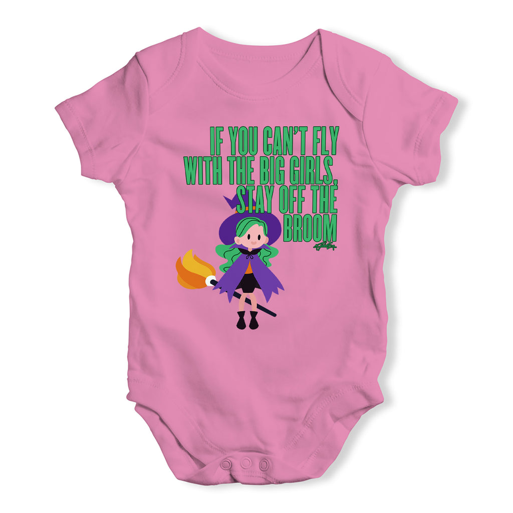 Funny Baby Onesies Stay Off The Broom Baby Unisex Baby Grow Bodysuit 6 - 12 Months Pink