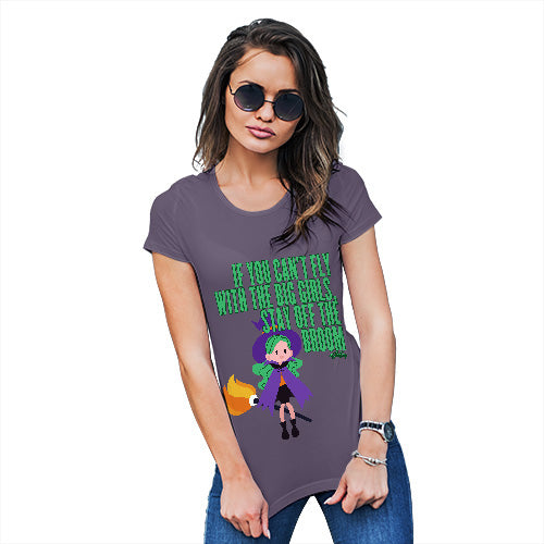 Womens Novelty T Shirt Stay Off The Broom Women's T-Shirt X-Large Plum