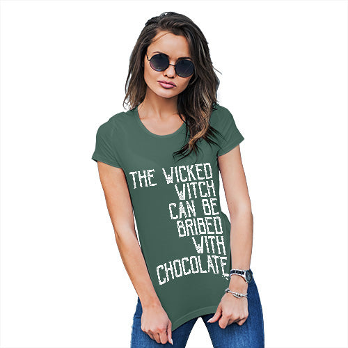 Funny Tee Shirts For Women The Wicked Witch Can Be Bribed Women's T-Shirt Large Bottle Green