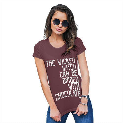 Womens Funny Tshirts The Wicked Witch Can Be Bribed Women's T-Shirt Large Burgundy