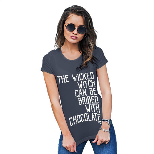 Funny Tshirts For Women The Wicked Witch Can Be Bribed Women's T-Shirt Medium Navy