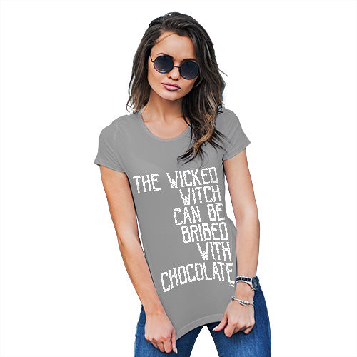 Womens Humor Novelty Graphic Funny T Shirt The Wicked Witch Can Be Bribed Women's T-Shirt Small Light Grey